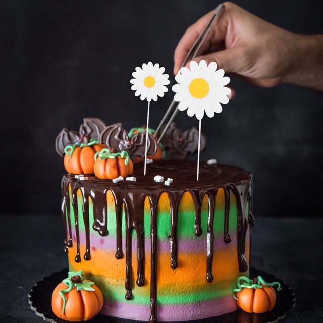 EXHUMKY 40Ud Toppers De Pastel Con Flores Margaritas Para Eventos Y Navideña