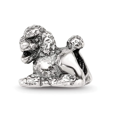 925 Sterling Silver Polished Oxidized Reflections Poodle Bead Charm 9.09x10.00mm Wide Pendant Necklace for Women