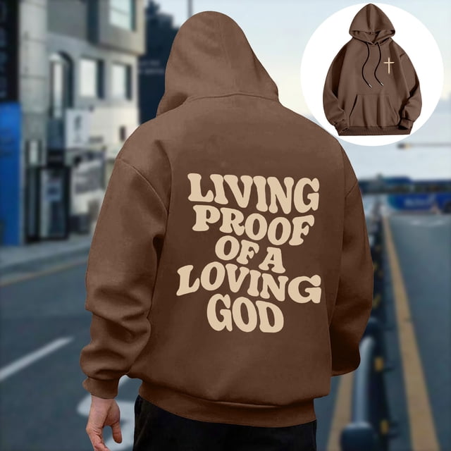 MHFRRA Sudadera Informal con Capucha y Manga Larga para Hombre con Diseño Estampado para Primavera y Otoño, Cómoda para Uso Diario Marrón