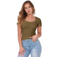 thumbnail image 1 of Camiseta Ajustada Acanalada para Mujer Matcha XL, 1 of 9