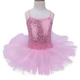 thumbnail image 4 of LiiYii Little Girl Sequined Camisole Ballet Tutu Dress Mesh Skirted Leotard with Hair Tie Ballerina Outfit Pink XXL, 4 of 6