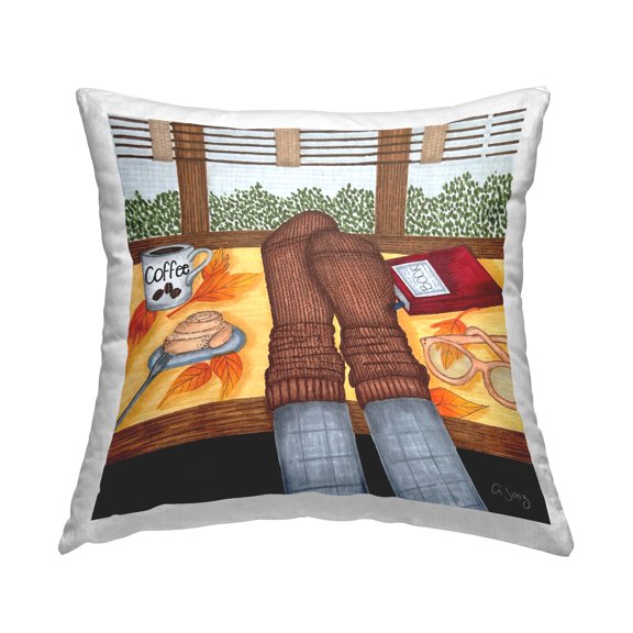 Stupell Industries Cozy Socks Autumn Tabletop Square Decorative Printed Throw Pillow, 18 x 18,