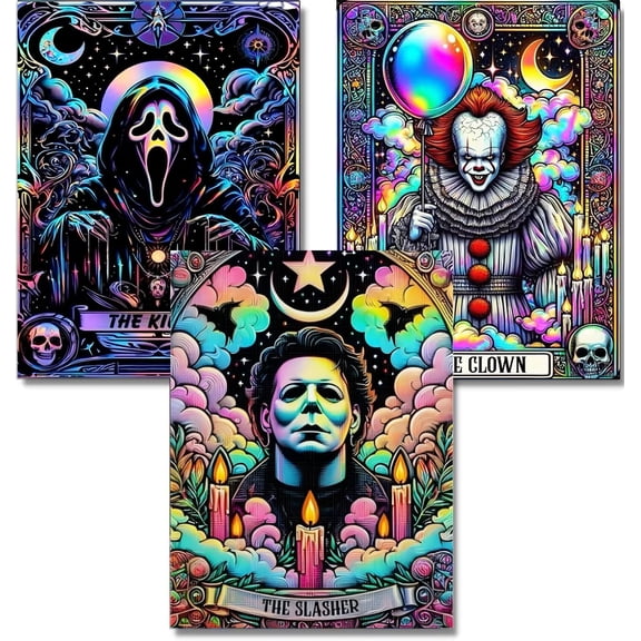 Horror Diamond Art Kits for Adults,Halloween Diamond Art 3-Piece Set DIY Full Drill Diamond Painting Kit,Home Wall Decor Diamond Painting (12x16 Inch)