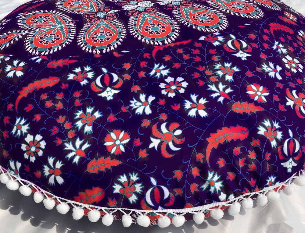 Large Mandala Floor Pillows Round Bohemian Meditation Cushion Cover Ottoman Pouf 