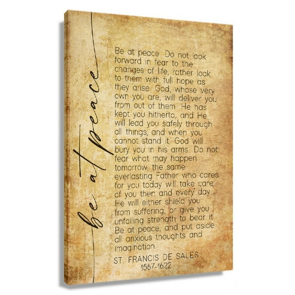 Be At Peace Prayer St. Francis De Sales Quotes Wall Art Retro Prints Poster for Bedroom Decorations Printed Canvas Pictures for Hallway