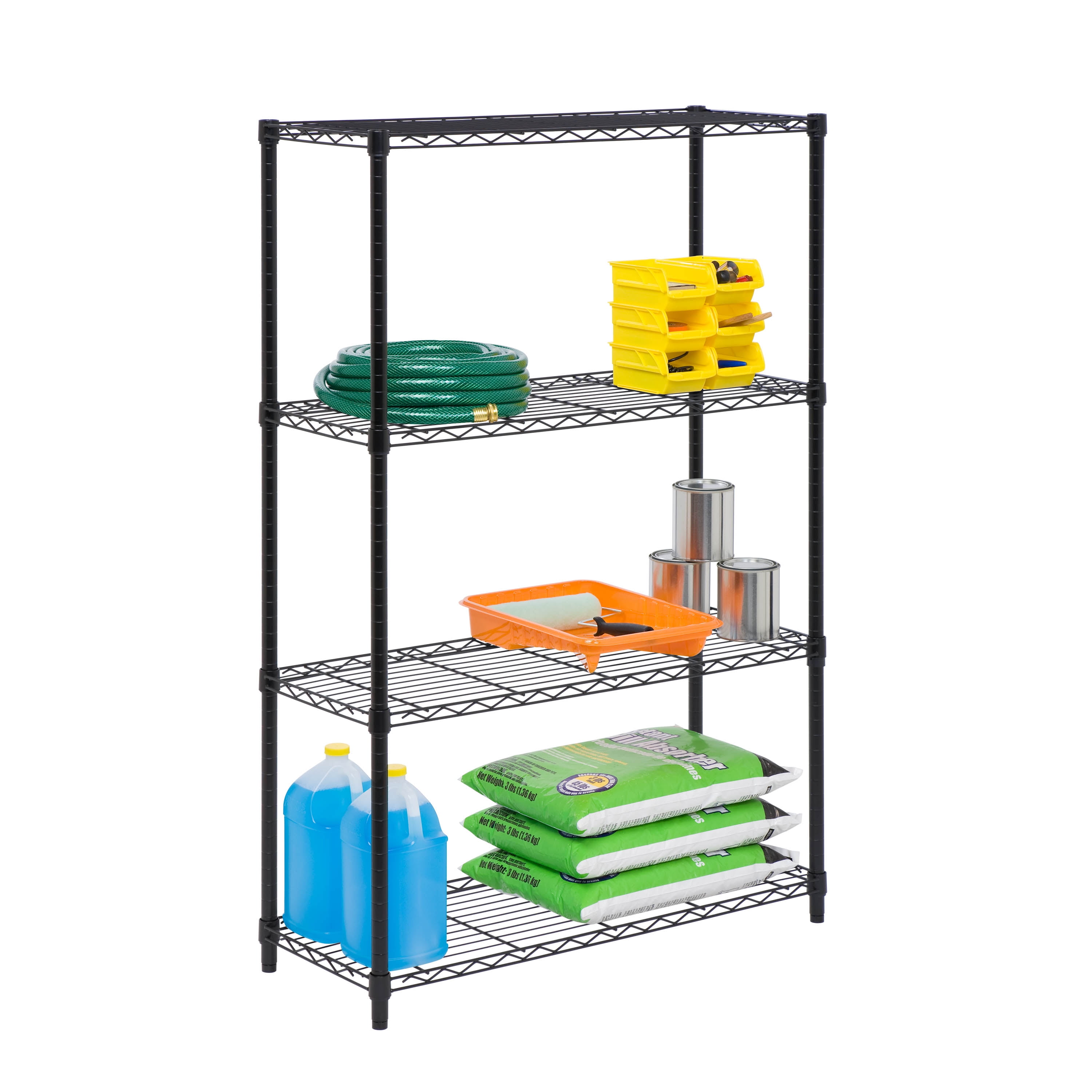 Honey-Can-Do 4-Shelf Steel Heavy-Duty Adjustable Storage Shelves, Black, Holds up to 250 lb per Shelf