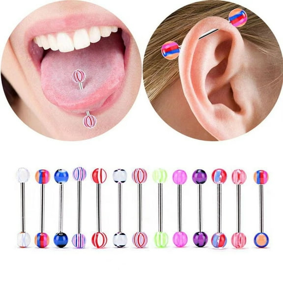 YYKihy Multi Color Tongue Rings For Women Plastic Surgical Tongue Ring Nipple Rings Jewelry Tongue Nipple Piercing Barbells Body Piercing Jewelry 30PCS