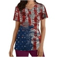 thumbnail image 2 of TIMIFIS 4th of July Women Scrub V Neck T Shirts Top American Flag Print Workwear Summer Short Sleeve Lightweight Scrub Independence Day with Pockets - Spring/Summer, 2 of 5