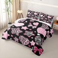 thumbnail image 3 of Feelyou Sugar Gothic Bow Twin Quilt Set, Leopard Zebra Stars Twin Coverlet Set, Black Pink, 2-Piece, 1 Comforter and 1 Pillowcase, 3 of 7