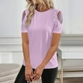 thumbnail image 2 of Ashirexll Summer Shirts for Women, Womens Casual Tops, Summer Relaxed Casual Loose Plus Size Lace Solid Color Blouse Top, 2 of 7