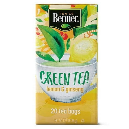 Green Tea with Lemon and Ginseng Bags, 20 count- Pack of 2