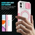 thumbnail image 2 of for iPhone 11 Case with Camera Sliding Cover, [Compatible with MagSafe] with Magnetic Ring Kickstand, Military Grade Heavy Duty Protection Phone Case for iPhone 11, Pink + White, 2 of 10