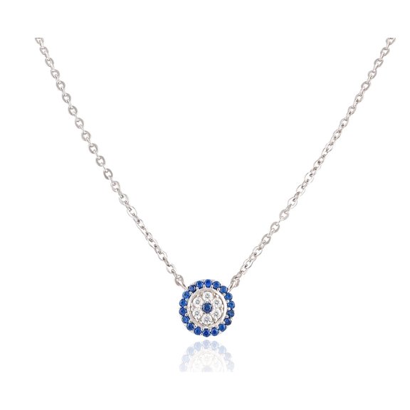 SilverCloseOut Sterling Silver Dainty Evil Eye Charm Necklace