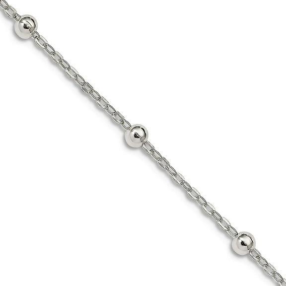 925 Sterling Silver Polished 1mm Beaded Chain Necklace 20 Inch Spring-Ring Chain Necklace for Women and Men
