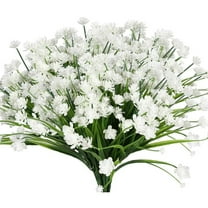 Morttic 6 Bundles Artificial Flowers for Outdoors UV Resistant Plastic Flowers Fake Plants Spring Flowers in Bulk for Indoor Outdoor Cemetery Home Wedding Vase Pots Decorations (White)