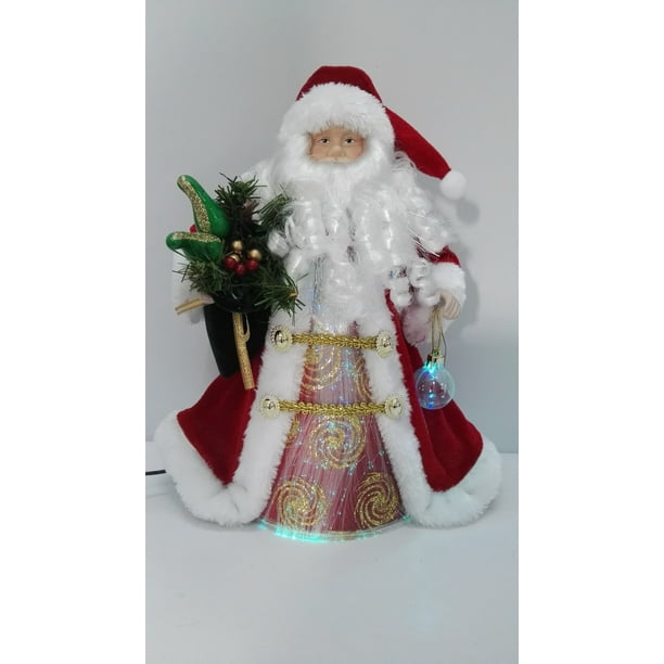 Holiday Time Multi Color Fiber Optic Santa Led Tree Topper 13 63 Walmart Com