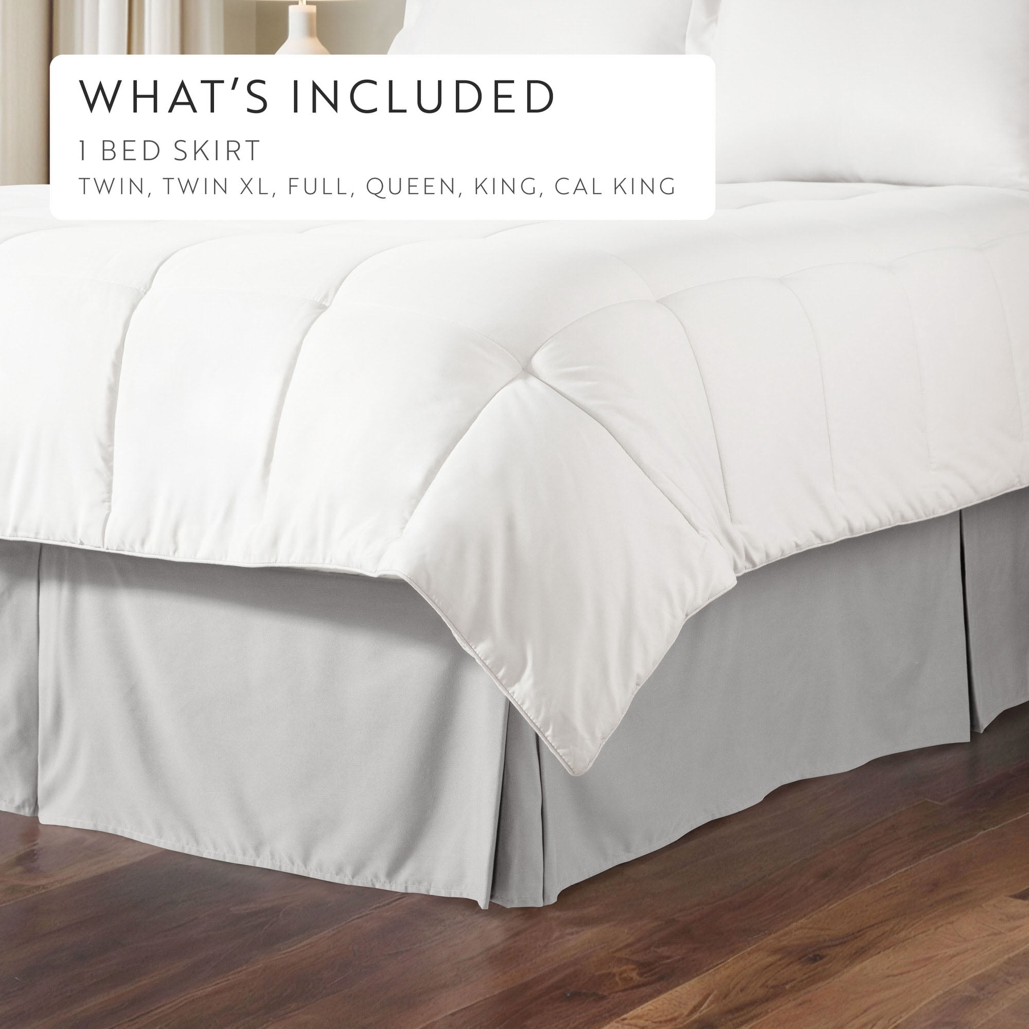 Noble Linens Light Gray Pleated Dust Ruffle Bed Skirt, King