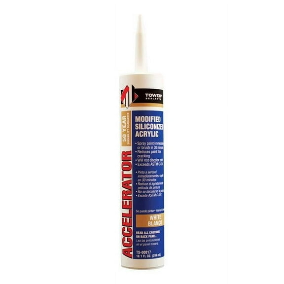 Tower Sealants  Accelerator White Modified Siliconized Acrylic Sealant, 10.1 oz - Pack of 12