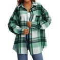 thumbnail image 2 of UVN Plaid Shirts for Women Flannel Long Sleeve Shacket Jacket Ladies Shirt Button Down Top Casual Coats, 2 of 7