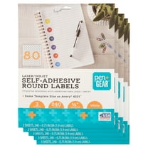 Pen + Gear Laser/Inkjet Self-Adhesive Round Labels, White, 3/4", 80 Labels Per Sheet, 1200 Labels