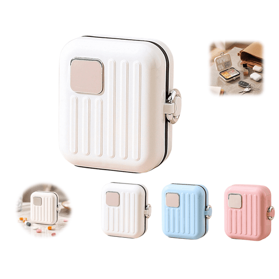 Small Pill Case, Travel Pill Box, Portable Pill Container for Purse or Pocket, Daily Medicine Organizer(White)