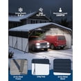 thumbnail image 6 of Garvee Heavy Duty Metal Carport 20x20 FT for 2 Cars, with LED Light & Removable PE Sidewalls, Galvanized Steel Roof, Outdoor Canopy Shelter for Boats Trucks SUV, Gray & White, 6 of 6