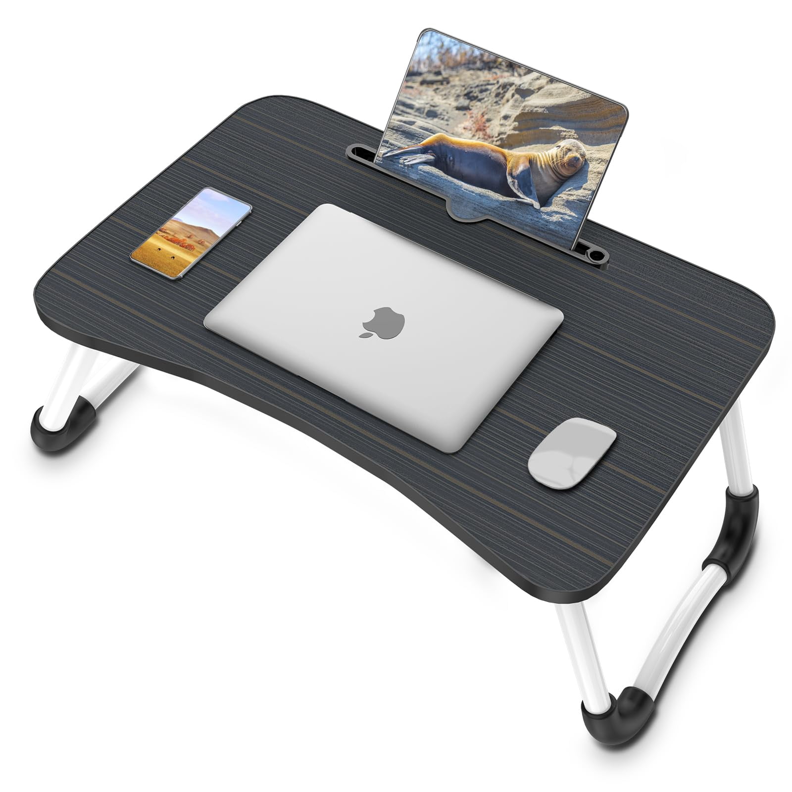 Laptop Bed Desk  Foldable Tray Table With Tablet Slot Lapdesk Stand For Portable Standing Couch Floor