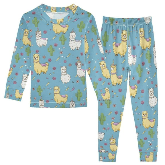 joogoo Cute Alpacas Cactus 2 Piece Long Sleeve Tee and Pants Cotton Pajama Set 5Y