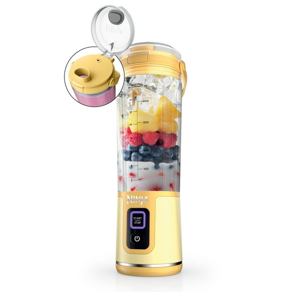 Ninja Blast Portable Blender Cordless 18oz. Vessel Personal Blender For-Shakes and Smoothies BPA Free Leakproof-Lid and Sip Spout USB-C Rechargeable Dishwasher Safe Lemon Meringue BC151LB