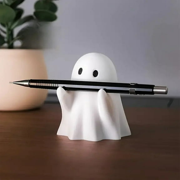 Cute Ghost Pen Holder, Funny 3D Organizer, Spooky Halloween Stand, Adorable Resin Pencil Holder, Ghost Figurine, No Pen, Pumpkin, Office Decor
