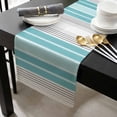 thumbnail image 3 of Turquoise Aqua Stripes Cotton Linen Table Runner 14 x 72 inch Modern Minimalist Abstract Lines Non-slip Rectangular Dining Table Decor for Wedding Party Holiday Dinner, 3 of 8