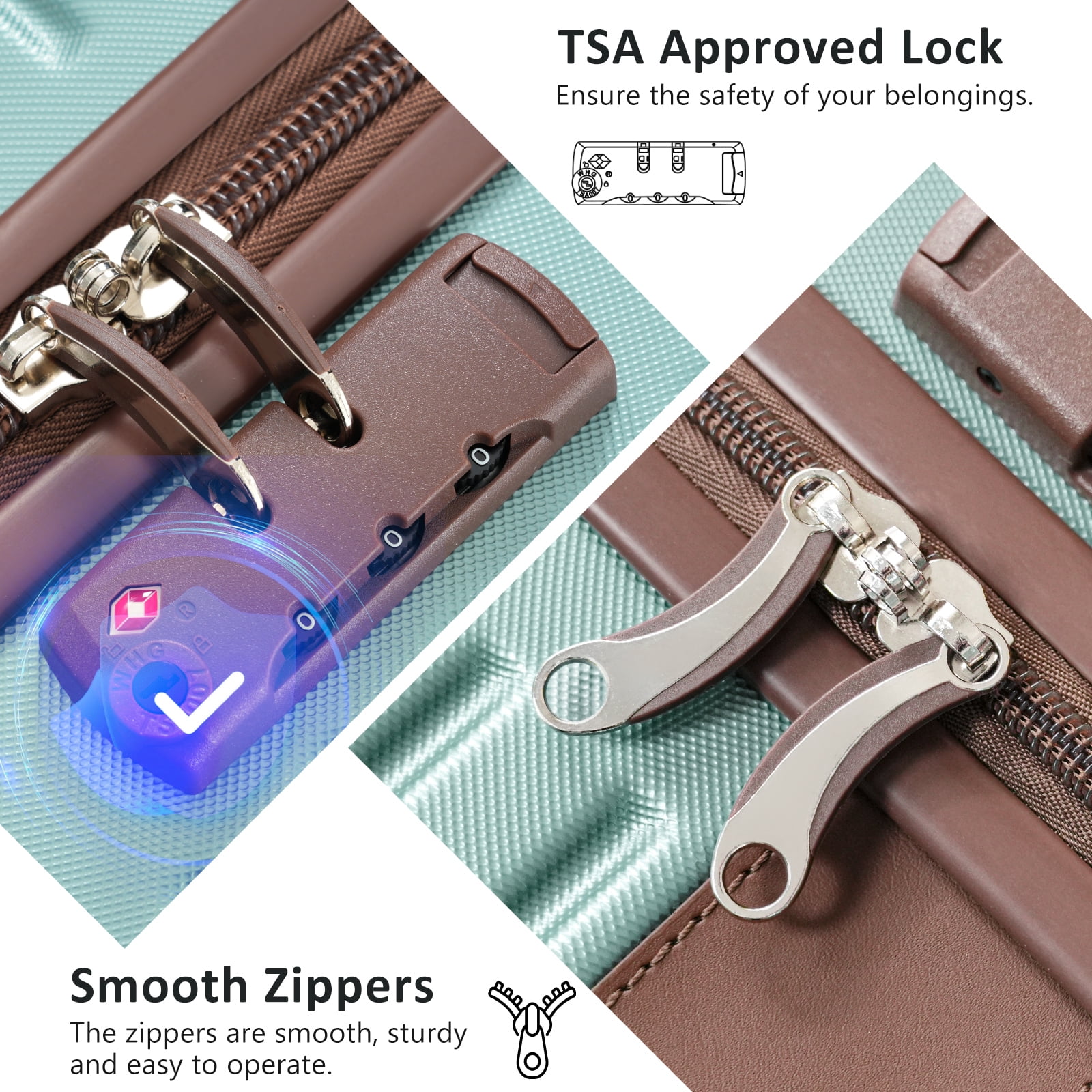 2-Piece Luggage Set, 20" & 28", ABS Hard Shell, TSA Lock, 360° Spinner Wheels, 8-Piece Packing Cubes