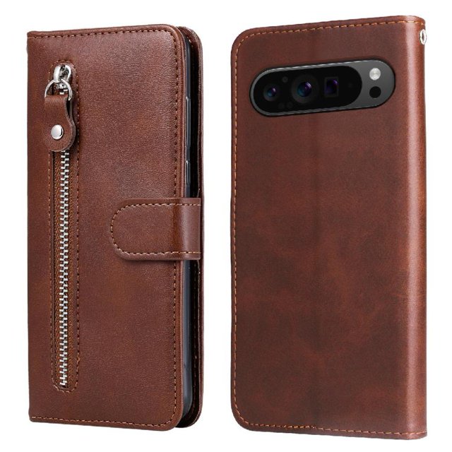 Estuche de Cuero PU con Cierre para Google Pixel 9 PRO 5G , Funda Protectora con Billetera y Correa