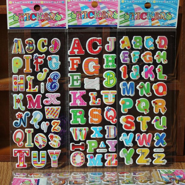 sheets Numbers and English letters Bubble Stickers early Educational Digital Stickers For baby Kids Toys heqiyong LED
