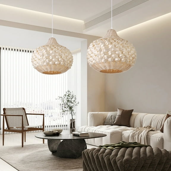 Arturesthome Ceiling Pendant Light Pineapple-Shaped Bamboo Handmade Rattan Bamboo Lampshade