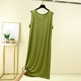 thumbnail image 2 of Asxite Womens Pajamas Solid Sleeveless Crew Neck Loose Rayon Long Nightgown, 2 of 5