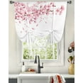 thumbnail image 4 of Pink Flower Cherry Blossoms White Window Curtain for Living Room Curtains for Kitchen Cafe Tie Up Short Drapes, 4 of 5