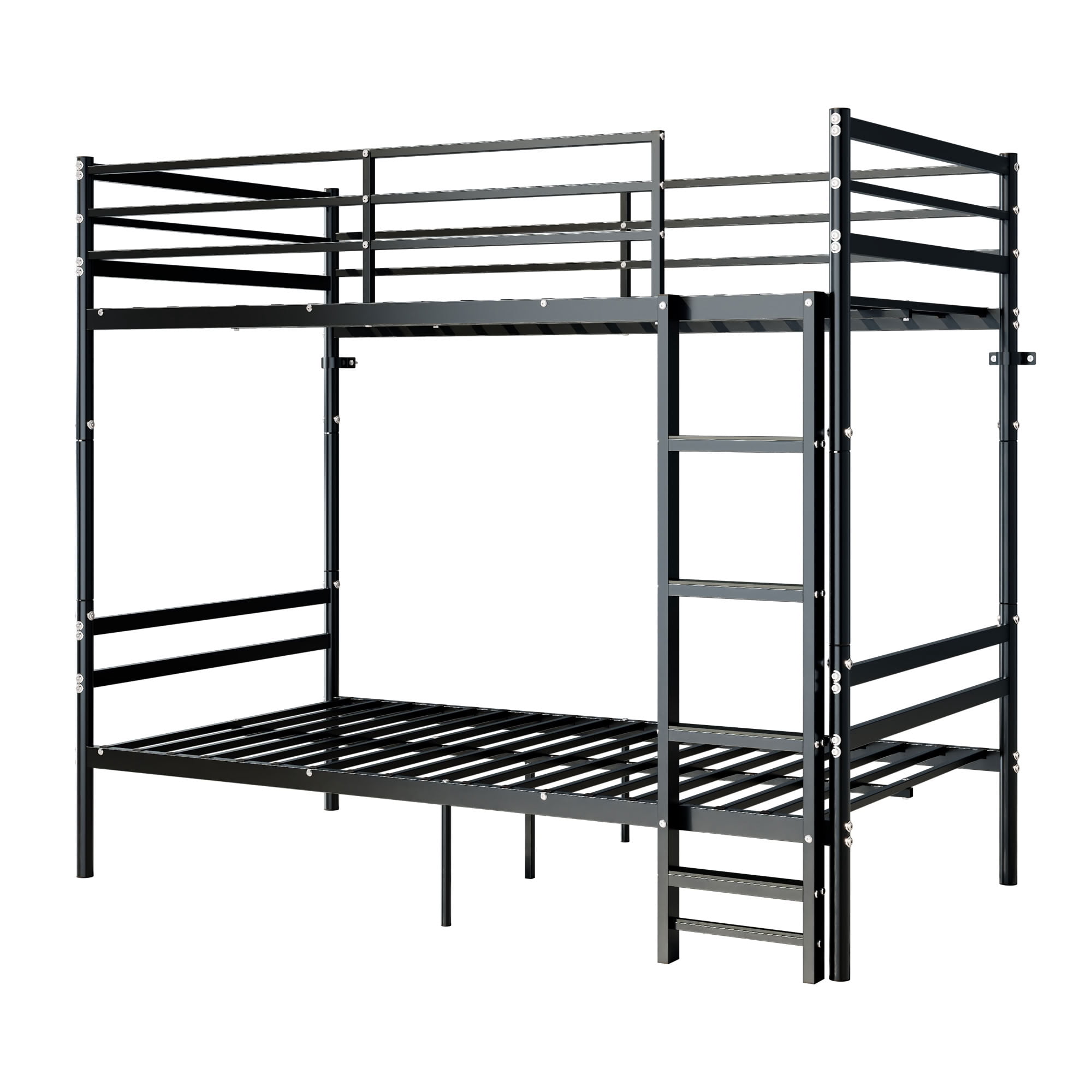 MAYEERTY Twin Over Twin Metal Bunk Bed for Kids Teens Adults, Heavy Duty Steel Bed Frame, Sturdy Slats Support 550 lbs, No Box Spring Needed, Black