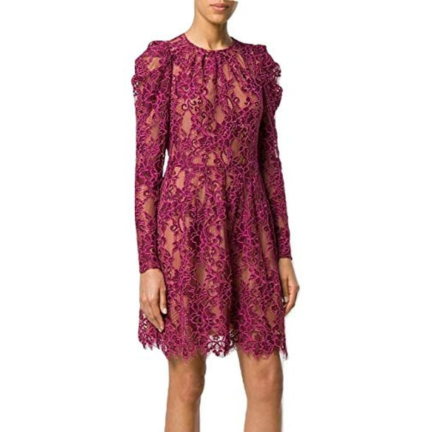 Kors Scalloped Corded Floral Dress, Merlot (00) - Walmart.com