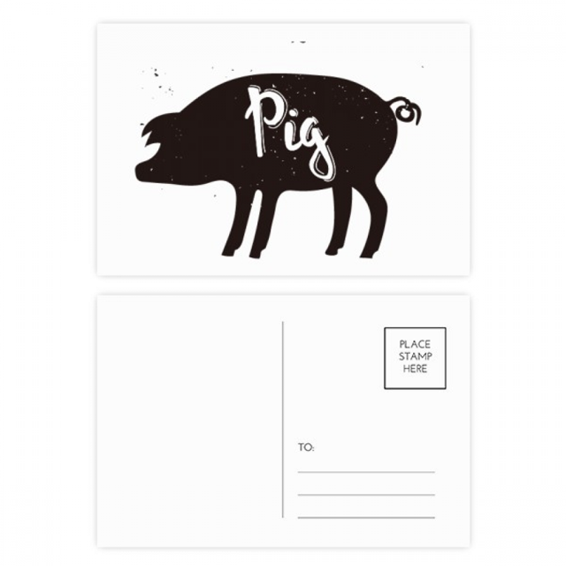 Cerdo blanco y negro animal Set cumpleaños gracias tarjeta postal correo lado 20pcs