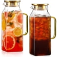 thumbnail image 1 of Jarra de vidrio Snuvid, paquete de 2, 2 L, borosilicato, tapa dorada, 1 of 6