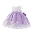 thumbnail image 2 of IBTOM CASTLE Baby Girls Formal Dress Lace Bowknot Baptism Embroidery Princess Birthday Wedding Flower Tutu Gown with Headwear 6-9 Months Purple, 2 of 8