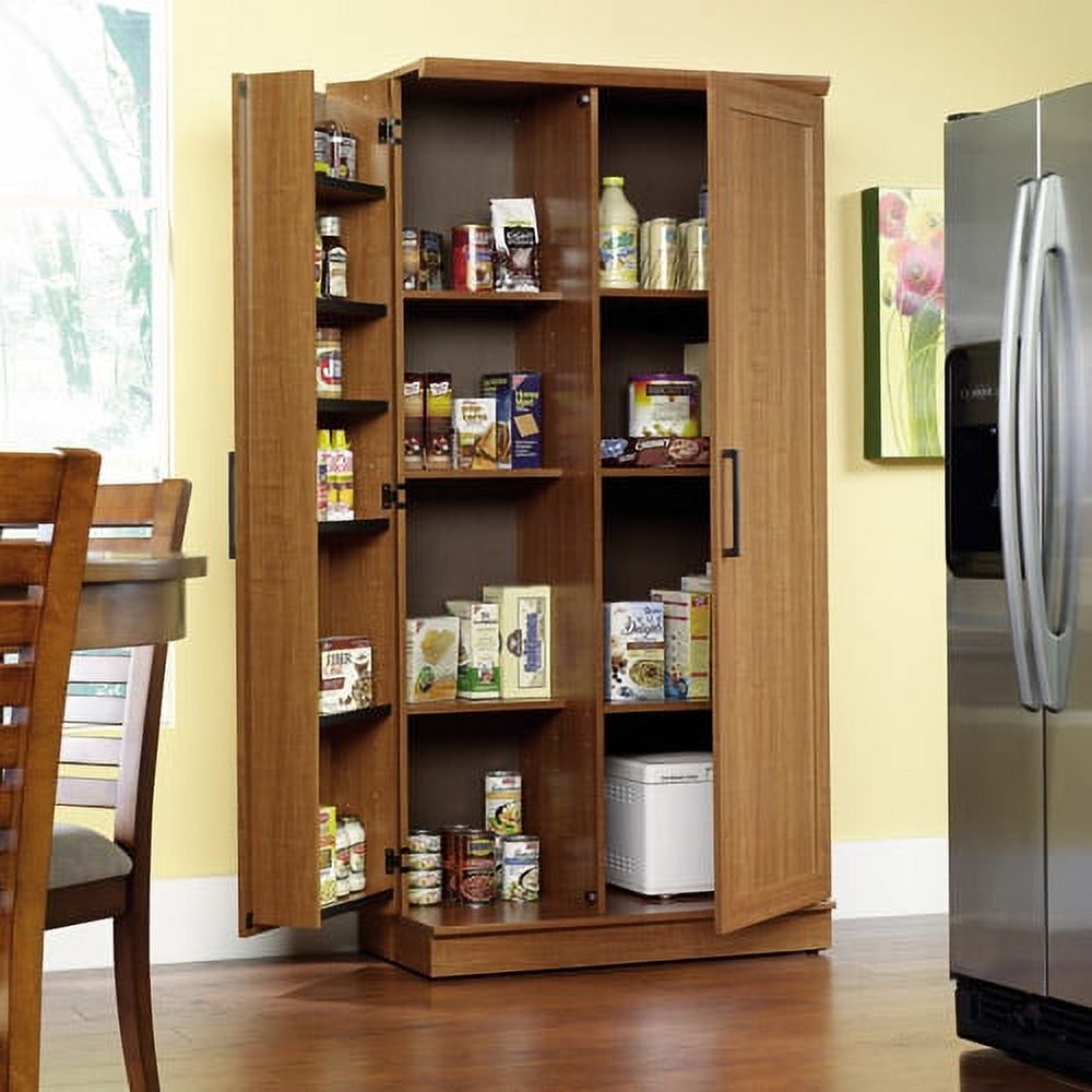 Sauder HomePlus 71" Tall 2-Door Multiple Shelf Wood Storage Cabinet, Sienna Oak Finish - image 3 of 9