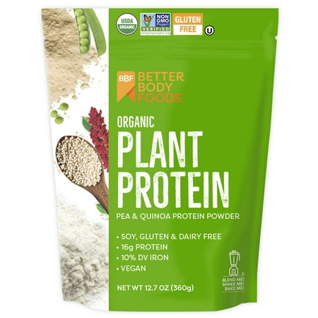 BetterBody Foods Organic Vegan Plant Protein Powder, 15g Protein, 12.7