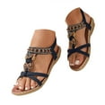 thumbnail image 3 of Adjustable Boho Sandals Women Flat Ankle Strap Summer Dressy Shoes, 3 of 9
