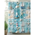 thumbnail image 2 of Ocean Theme Shower Curtain, Beach Anchor Lighthouse Starfish Blue Wood Waterproof Shower Curtain Set with 12 Hooks Lightweight Washable Fabric Shower Curtains for Bathroom 36x72 Inches, 2 of 6