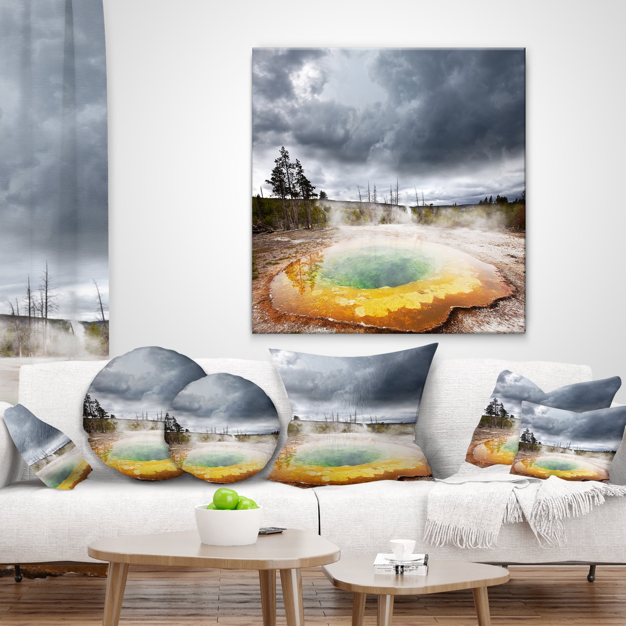 Designart Fantastic Morning Glory Pool - Landscape Printed Throw Pillow - 12x20
