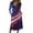 Dark Blue, variant on Womens Summer Dresses Patriotic - 3/4 Sleeve Button-Down Mid-Length Lightweight Casual Sundress for July 4th BBQ ,Dark Blue M