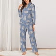 thumbnail image 2 of Balery Cute Fat Cat Conjunto de Pijama con Estampado para Mujer, Conjunto de Dos Piezas con Manga Larga, Ropa de Dormir Suave con Bolsillos, Pijamas Cómodos-Small, 2 of 7