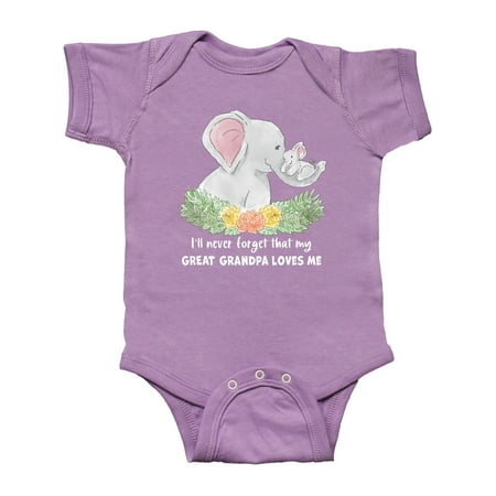 

Inktastic I ll Never Forget That My Great Grandpa Loves Me Elephants Gift Baby Boy or Baby Girl Bodysuit